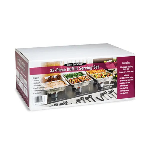 33 Piece Buffet Serving Kit w/ chafing fuel