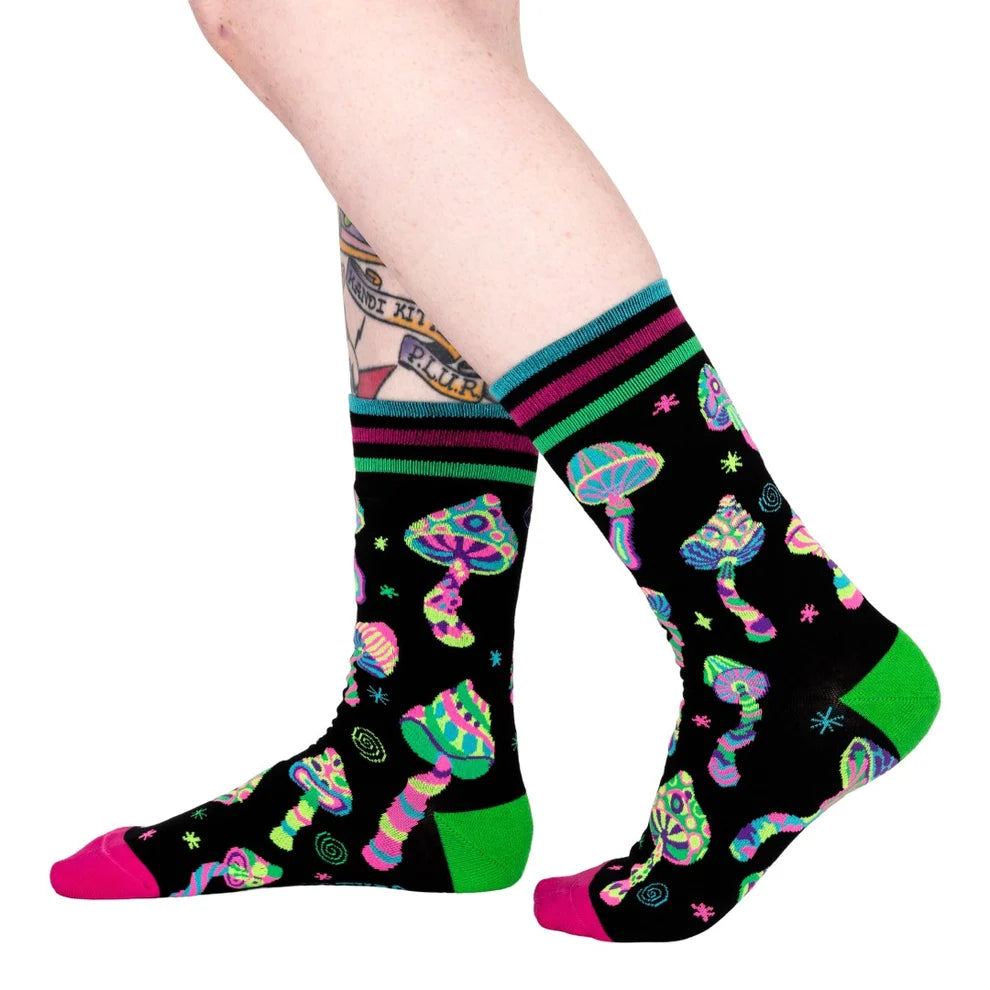 Funky Fungi UV Reactive Crew Socks