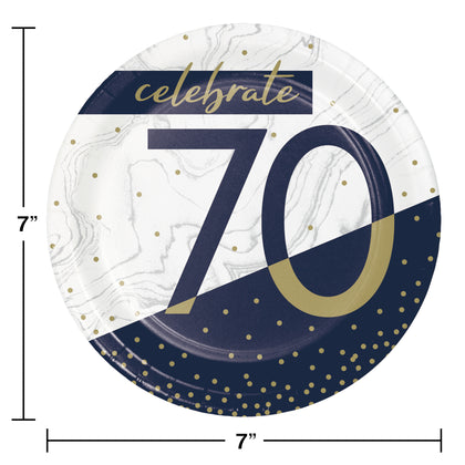 Navy & Gold Milestone 7in Paper Plate 8ct | 70th