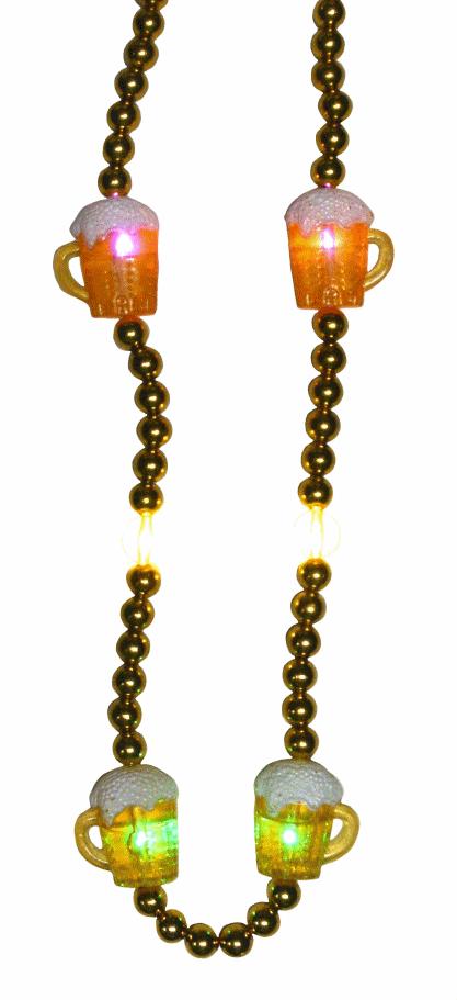 Light Up Beer Mug Bead Necklace