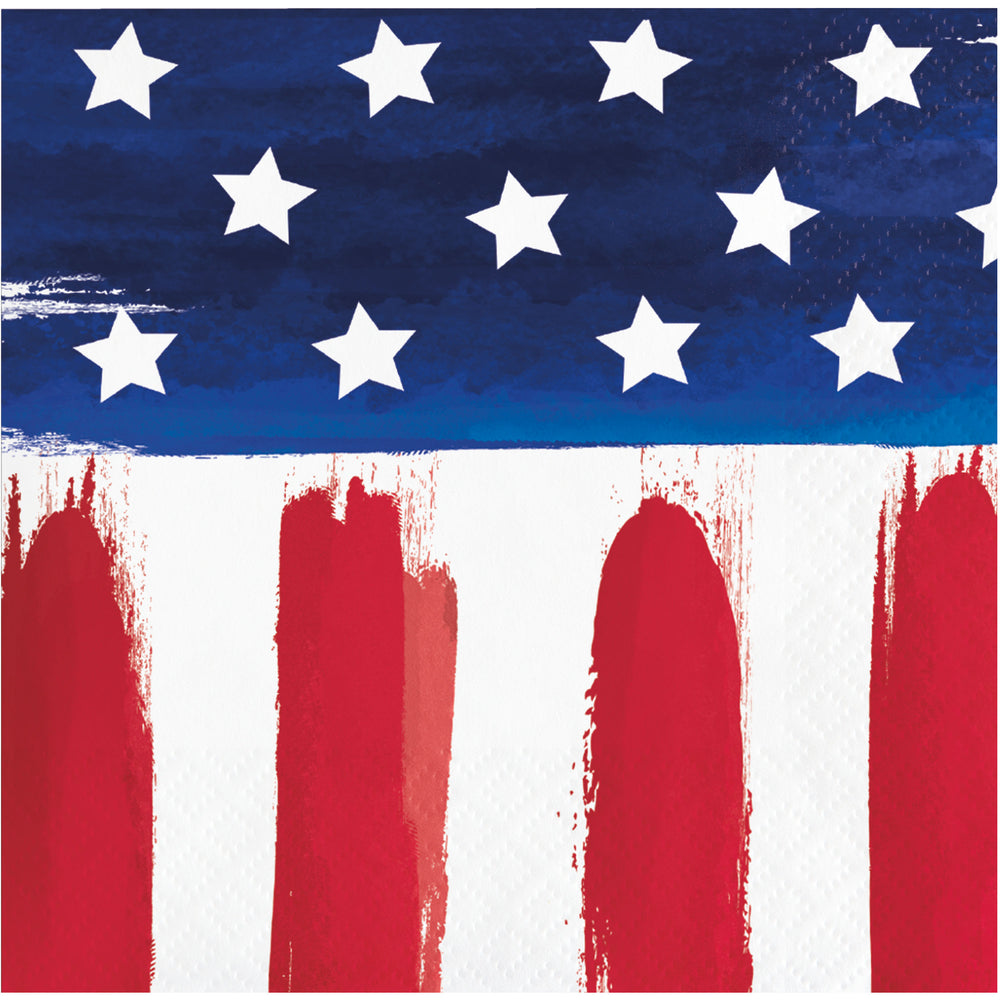 Painterly Patriotic Beverage Napkins 16ct
