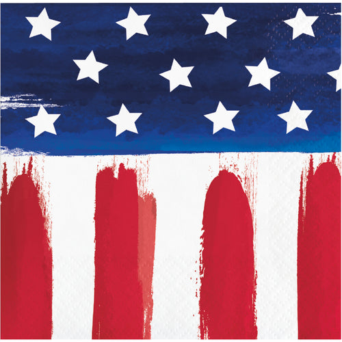 Painterly Patriotic Beverage Napkins 16ct