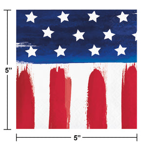 Painterly Patriotic Beverage Napkins 16ct
