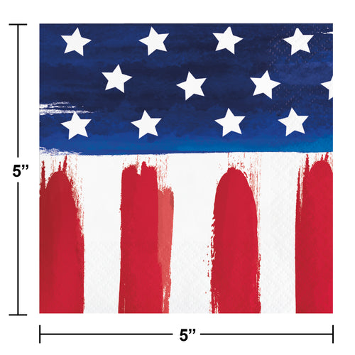 Painterly Patriotic Beverage Napkins 16ct