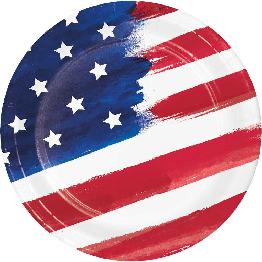 Painterly Patriotic 9in Paper Plates 8ct