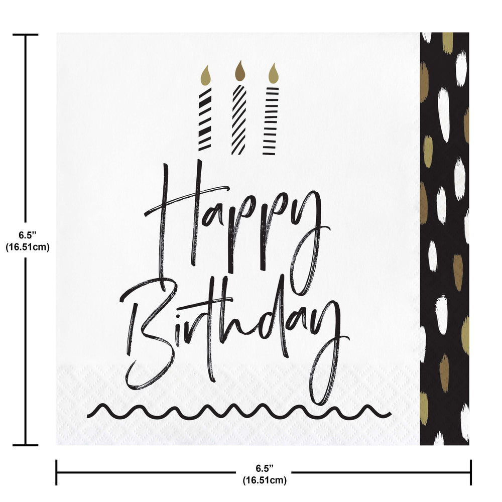 Golden Wishes Happy Birthday Lunch Napkins 16ct