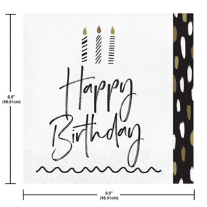 Golden Wishes Happy Birthday Lunch Napkins 16ct