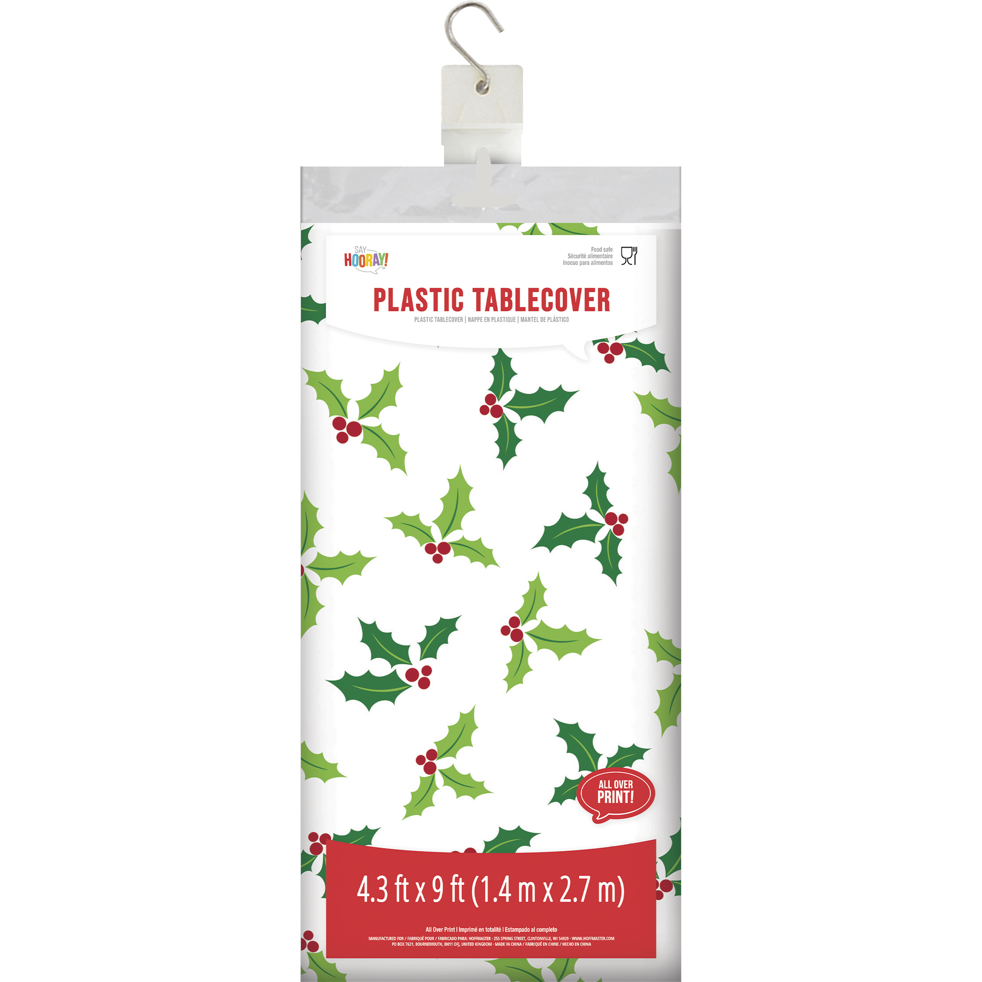 Holly Jolly Clear Plastic Table Cover