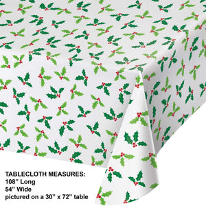 Holly Jolly Clear Plastic Table Cover