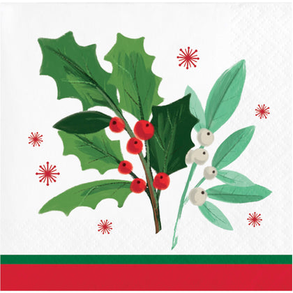 Holly Jolly Beverage Napkin 16ct