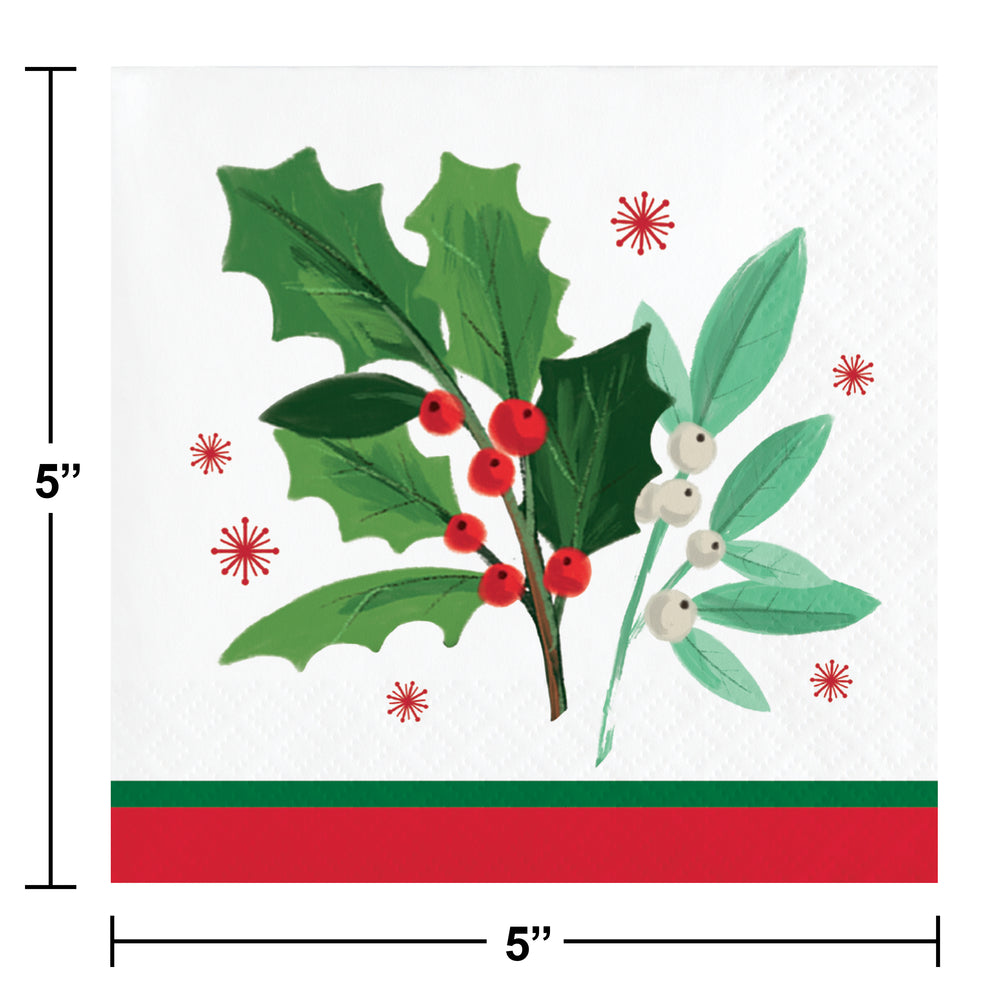 Holly Jolly Beverage Napkin 16ct