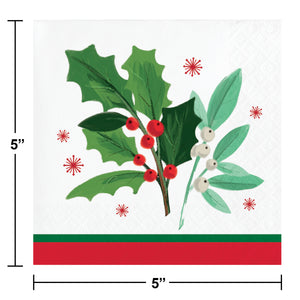 Holly Jolly Beverage Napkin 16ct