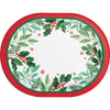 Holly Jolly 12in Oval Paper Plate 8ct