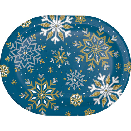 Whimsical Winter 12in Oval Paper Plate 8ct