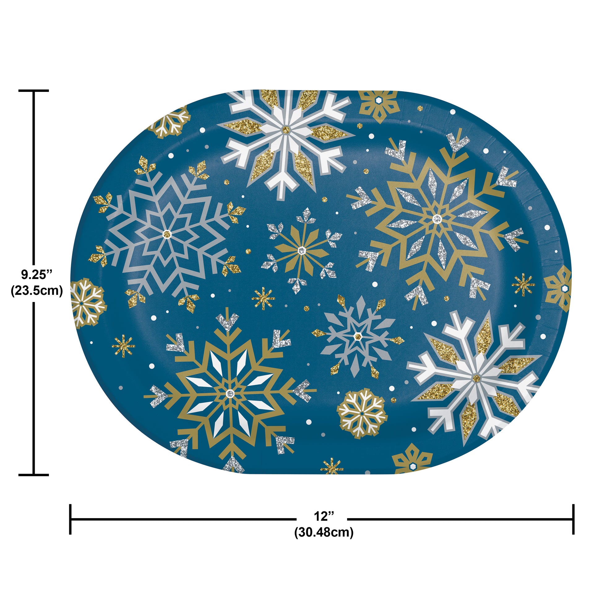 Whimsical Winter 12in Oval Paper Plate 8ct