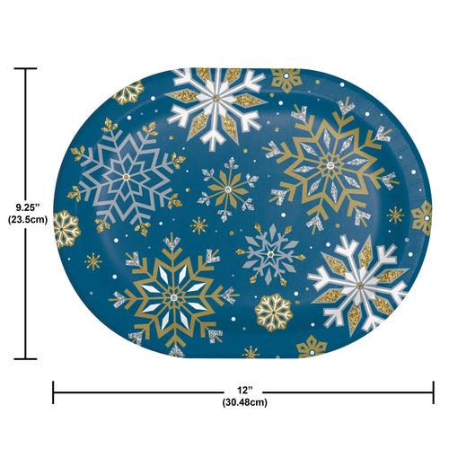 Whimsical Winter 12in Oval Paper Plate 8ct