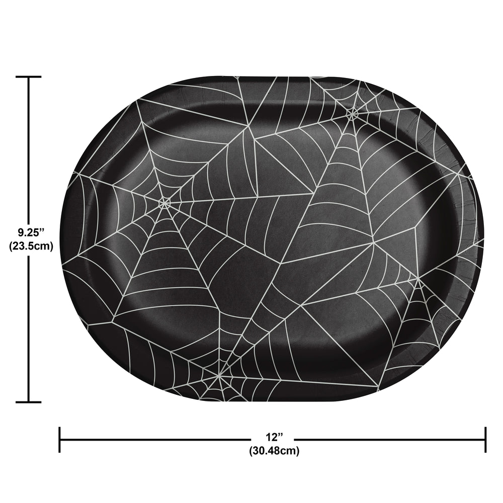 Spider Webs 12in Paper Oval Plates 8ct