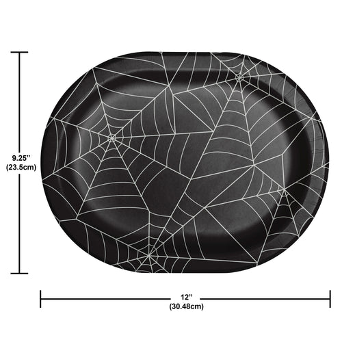 Spider Webs 12in Paper Oval Plates 8ct