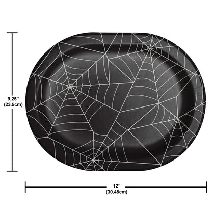 Spider Webs 12in Paper Oval Plates 8ct