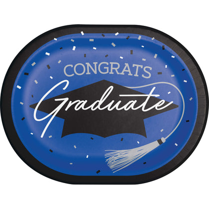 Graduation Paper 12in Oval Plates 18ct | Blue