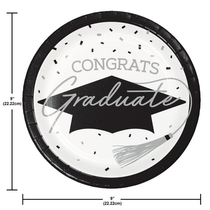 Graduation Paper 9in Lunch Plates 18ct | White