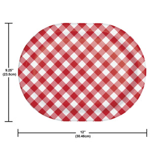 12in Oval Gingham Paper Plate 8ct