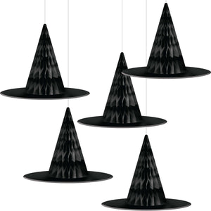Hanging Honey Comb Witch Hat Decor 5ct