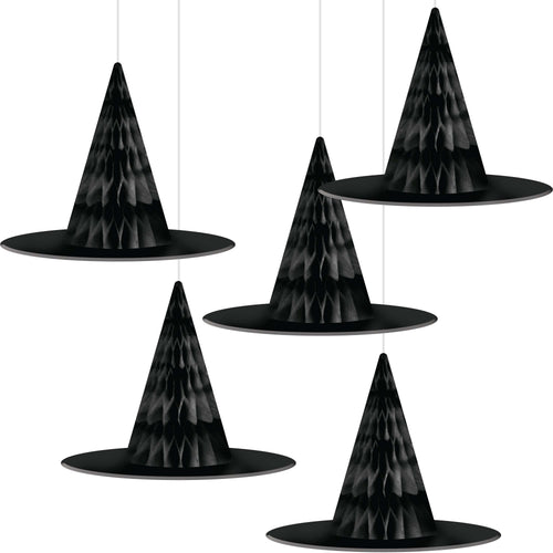 Hanging Honey Comb Witch Hat Decor 5ct