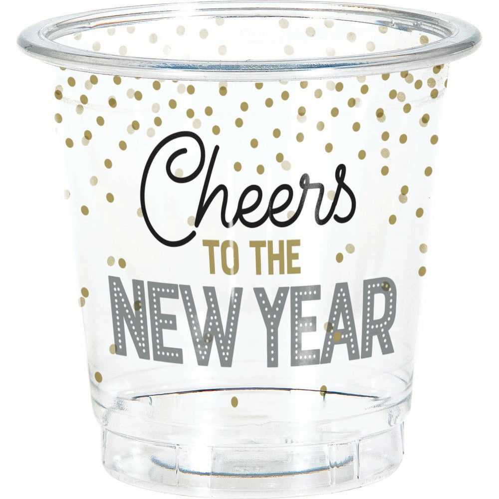 New Years 2oz. Plastic Shot Glasses 8ct