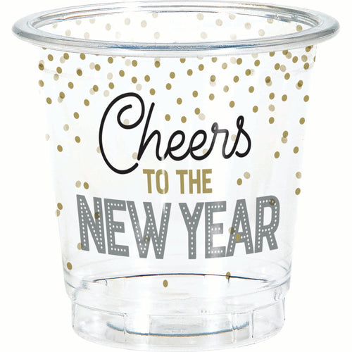 New Years 2oz. Plastic Shot Glasses 8ct