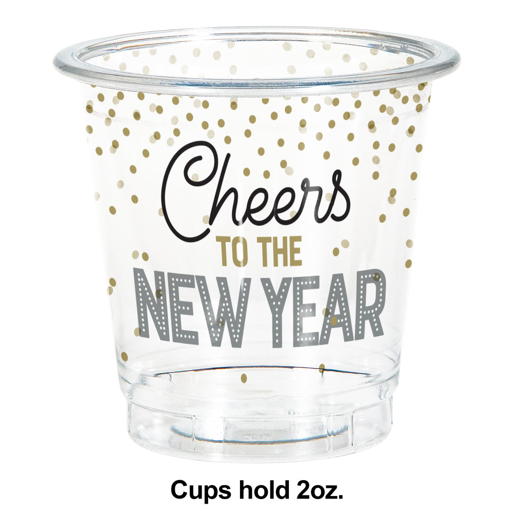 New Years 2oz. Plastic Shot Glasses 8ct