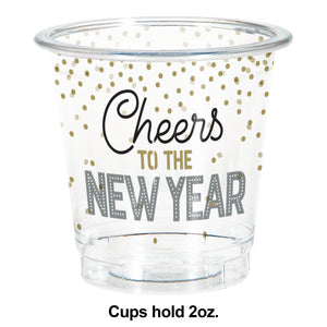 New Years 2oz. Plastic Shot Glasses 8ct