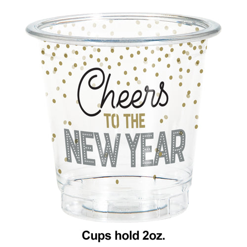 New Years 2oz. Plastic Shot Glasses 8ct