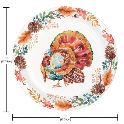 Tasteful Turkey 7in Paper Plates 8ct