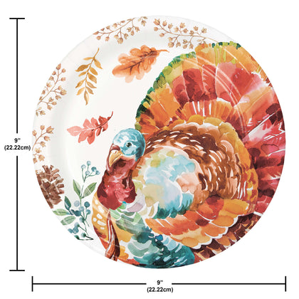 Tasteful Turkey 9in Paper Plates 8ct