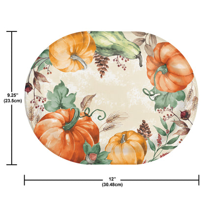 Harvest Delight 12in Paper Oval Plates 8ct