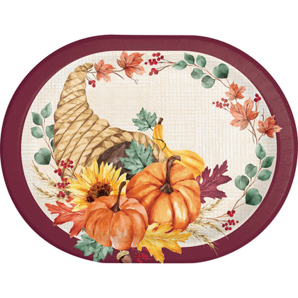 Fall Feast 12in Paper Oval Plates 8ct