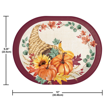 Fall Feast 12in Paper Oval Plates 8ct
