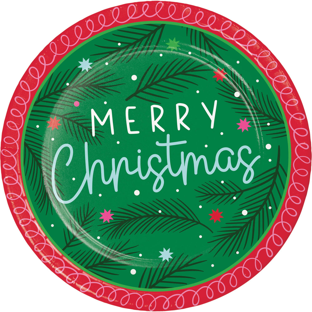 Holly Jolly 7in Paper Plate 8ct
