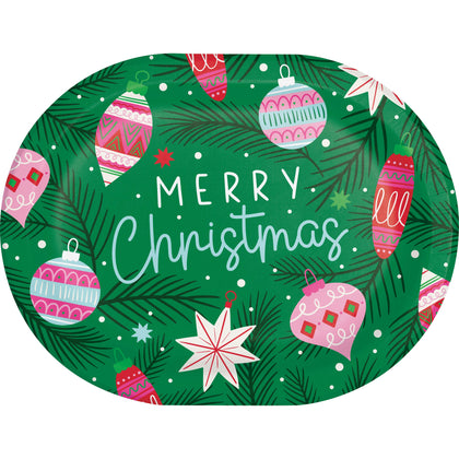 Holiday Frills 12in Oval Paper Plate 8ct
