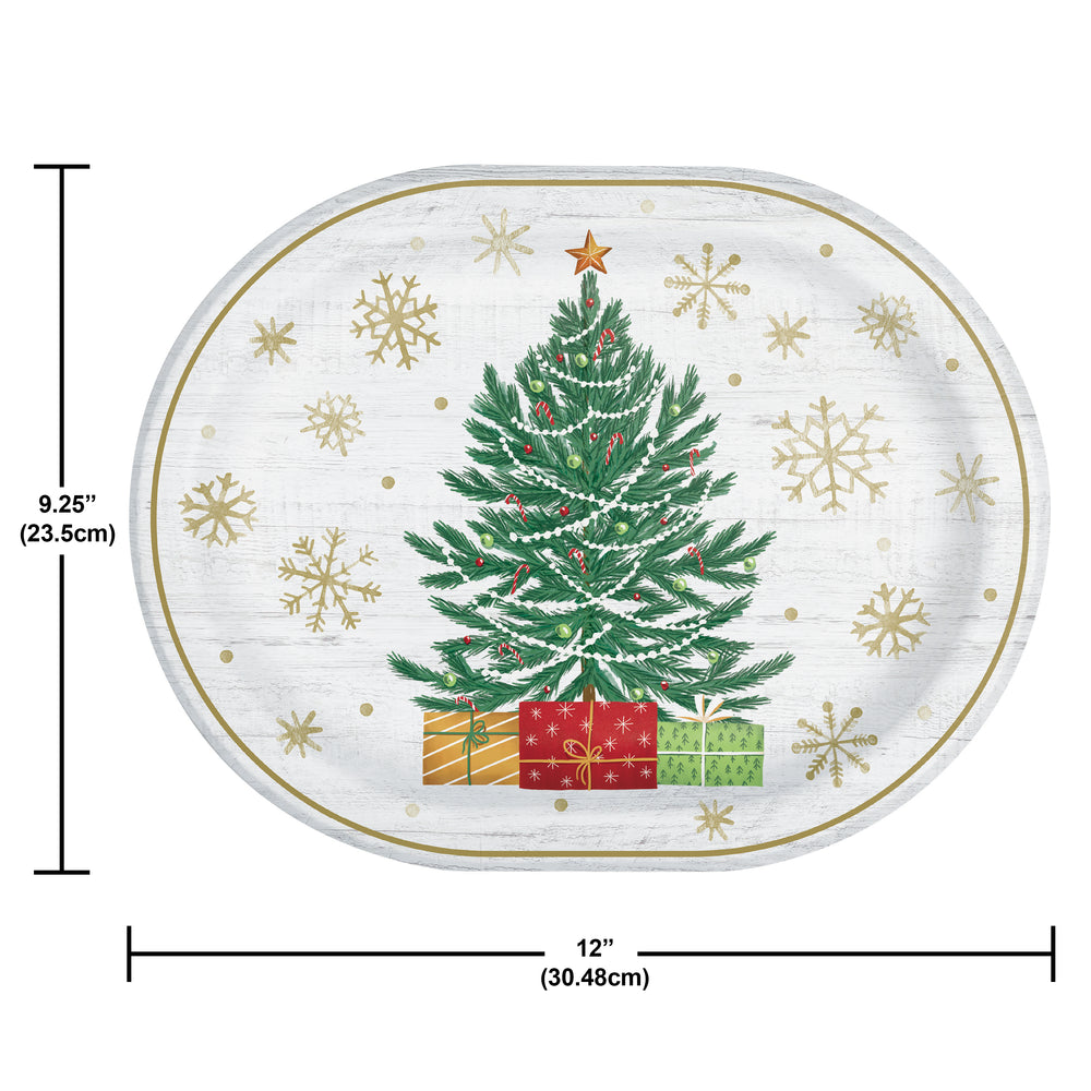 Timeless Trees 12in Oval Paper Plate 8ct