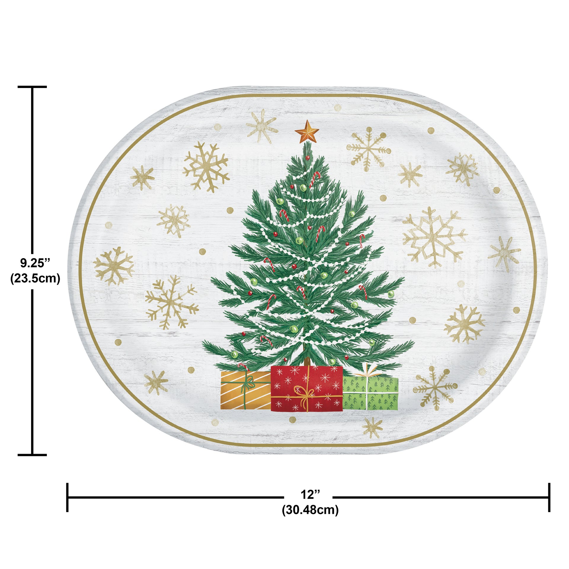 Timeless Trees 12in Oval Paper Plate 8ct