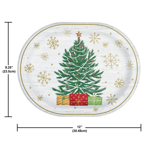 Timeless Trees 12in Oval Paper Plate 8ct