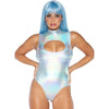 Spandex Keyhole Bodysuit - Silver