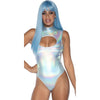 Spandex Keyhole Bodysuit - Silver