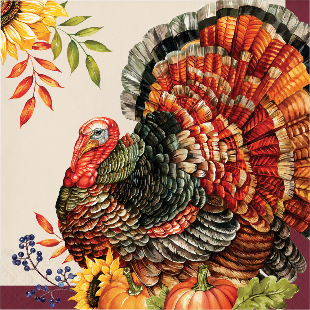 Thanksgiving Bountiful Bird Lunch Napkins 16ct