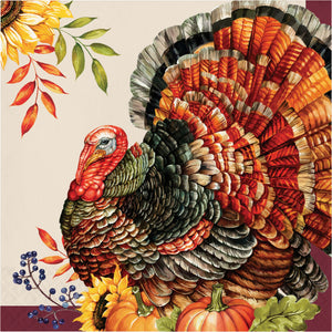 Thanksgiving Bountiful Bird Lunch Napkins 16ct