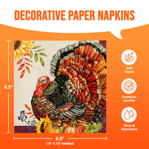 Thanksgiving Bountiful Bird Lunch Napkins 16ct