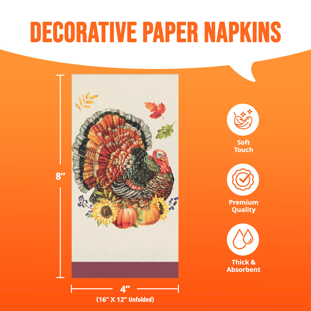 Thanksgiving Bountiful Bird Guest Napkin 16ct