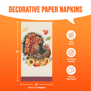 Thanksgiving Bountiful Bird Guest Napkin 16ct